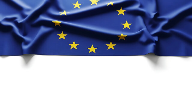 European union flag waving on white background