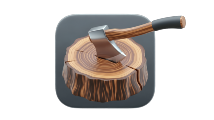 Axe Chopping Wood Stump Icon