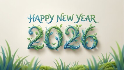 Happy new year 2026 floral design celebration greeting