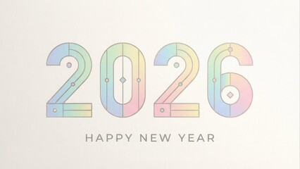 Colorful abstract number 2026 with happy new year text