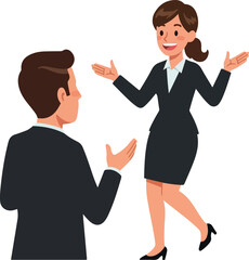 Business People Talking Together Flat Design Isolated on White