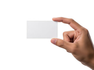 Obraz premium Hand holding blank business card isolated on transparent background