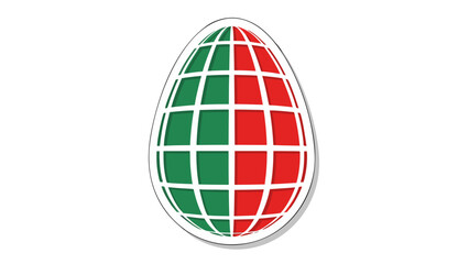 Abstract Egg Logo: Red and Green Geometric Grid Design