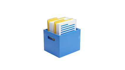 Document Files in Blue Box Isolated on White
