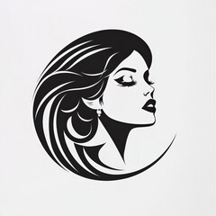 Stylized profile of a woman with flowing hair, elegant
