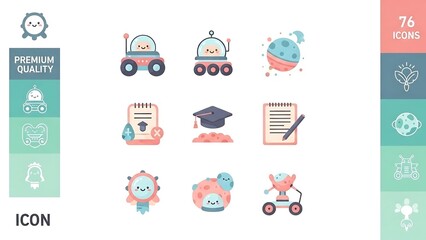 Collection of Educational and Scientific Icons for Creative Projects.