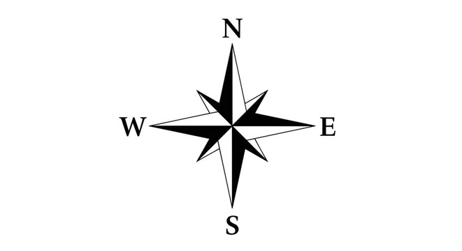 Minimalist Compass Rose North South East West Direction Symbol Vector