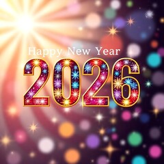 new year christmas  2026 greeting card gold design