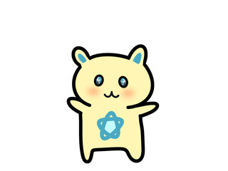 Cute Magical Fairy Character in Yellow, Kawaii Mascot with Sparkling Eyes