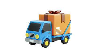 Delivery Truck Carrying Gift Box - 3D Render
