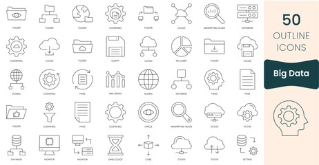 Set of big data icons. Thin outline icons pack. Vector illustration