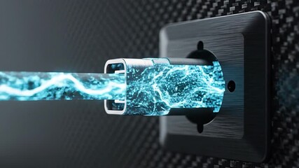 Dynamic closeup of an electrical plug creating a powerful blue spark and energy discharge when connecting to a wall socket illustrating concepts of electricity power and potential hazards in a modern.