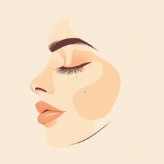 Profile view of a face with closed eyes, detailed features in soft hues