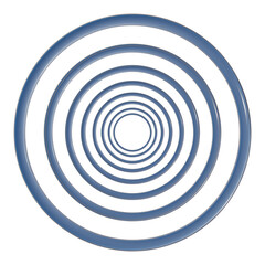 Blue Concentric Circles Abstract Glass Element Isolated