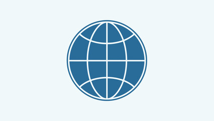A simple blue globe icon with a grid pattern, symbolizing the internet or global connectivity.