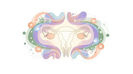 Abstract Uterus Anatomy: A stylized illustration presents a detailed view of the female uterus, highlighting its intricate structure and associated elements with an artistic touch.