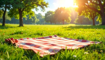 Picnic blanket on green grass