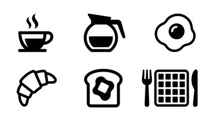 A delightful assortment of morning meal icons including coffee, eggs, and pastries