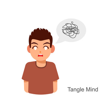 Cartoon illustration of a businessman thinking about money and business ideas in a thought bubble