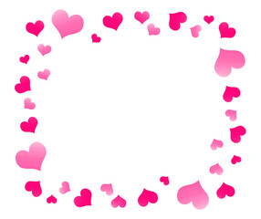 Hearts frame border of pink hearts PNG transparent overlay for greeting cards, invitations, digital scrapbooking, cute romantic backgrounds