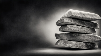 シンプルな美しさ 均衡を保つ石のスタック モノトーン