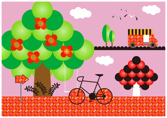 カラフルでシンプルなイラスト モダン サイケデリックなパターン