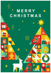 クリスマスカードのデザイン ツリー アイコン グラデーション