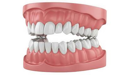 Obraz premium 3d rendering of full upper and lower dentures isolated on transparent background