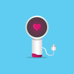 Portable handheld mini fan icon. Electric hand fan portable cartoon illustration.