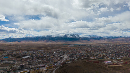 Aerial View of Litang Plateau Landscape, Sichuan, China