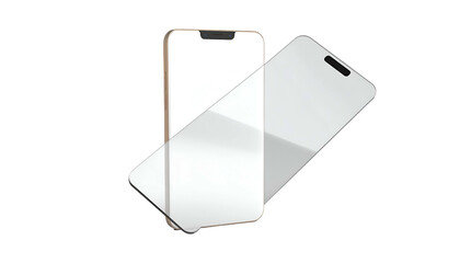 Two smartphones; one with a screen protector, angled against a black background