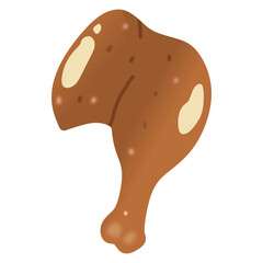 Fried chicken leg (non-breaded) vector illustration