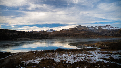 Winter View of Sister Lakes on the Tibetan Plateau, Batang, China