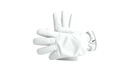 Obraz premium Two cartoon-like white gloves, one atop the other, showing a thumbs-up and other gesture