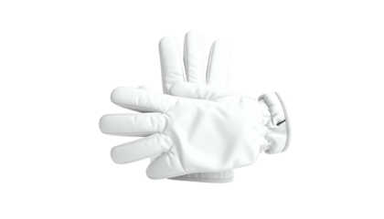 Two cartoon-like white gloves, one atop the other, showing a thumbs-up and other gesture
