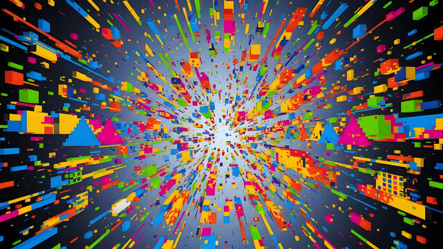 Colorful Abstract Pixel Explosion Background