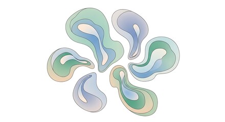 Obraz premium Abstract Watercolor Shapes in Pastel Hues on White Background.