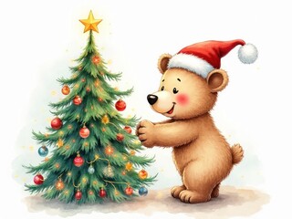 Adorable bear Christmas celebration