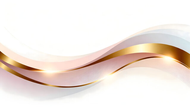 Abstract Gold, Brown, Cream, and White Wave Vector Background with Shining Metallic Curves &ndash; Elegant Luxury Design for PowerPoint Presentations, Corporate Slides, and Premium Branding