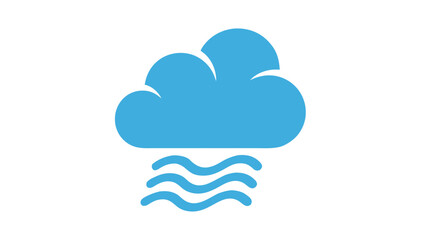 Blue Cloud with Wavy Lines Icon