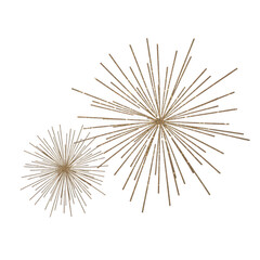 Fototapeta premium An abstract minimalist starburst design in golden beige on a black background isolated on transparent background, illustration