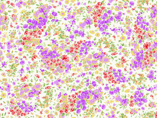 Watercolor Floral Seamless Pattern with Delicate Blossoms	
