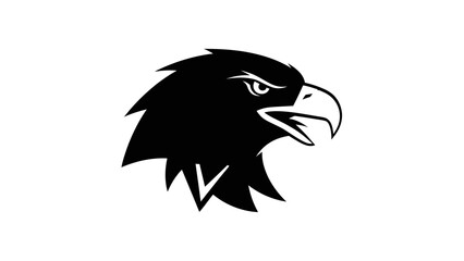 Obraz premium Black Eagle Head Silhouette - A Fierce and Majestic Bird of Prey Icon for Branding and Design