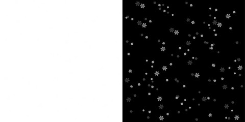 Sparse snow particles floating gently in dark space. Light winter snow dots with minimal density and depth.