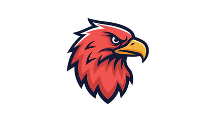 Aggressive Eagle Head Icon with Red Feathers and Yellow Beak - Majestic Bird of Prey Emblem