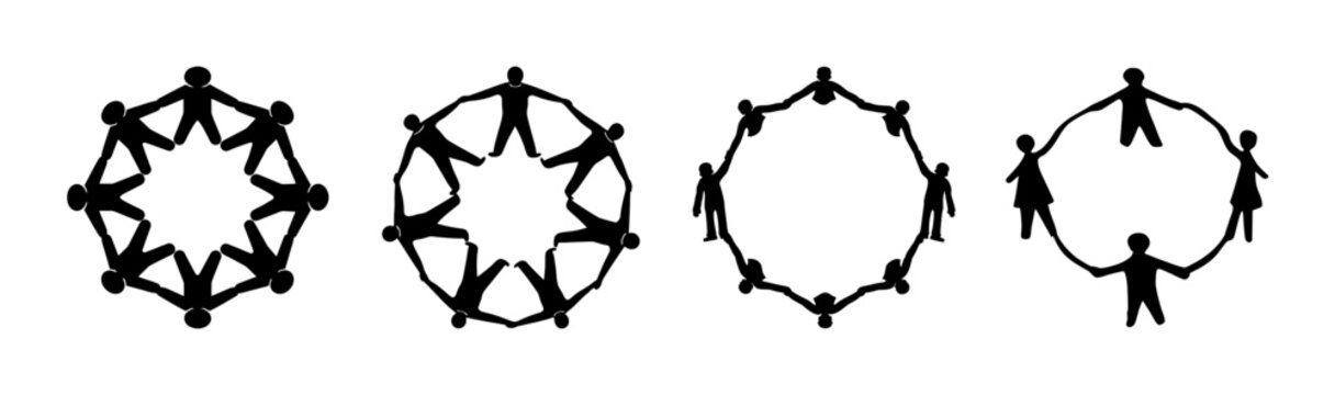 Diverse human chain circles representing unity, teamwork, and community spirit