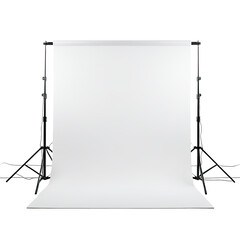Large white backdrop in studio setting; supported by black metal frame