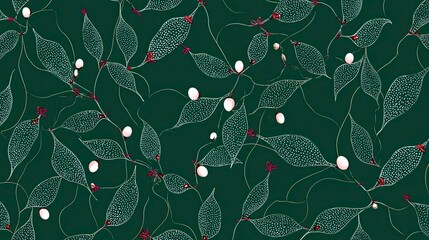 Elegant botanical foliage pattern with leaves and small berries