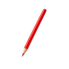 A red colored pencil, isolated on a stark black background