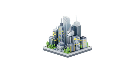 Modern city skyline illustration isometric view urban architecture